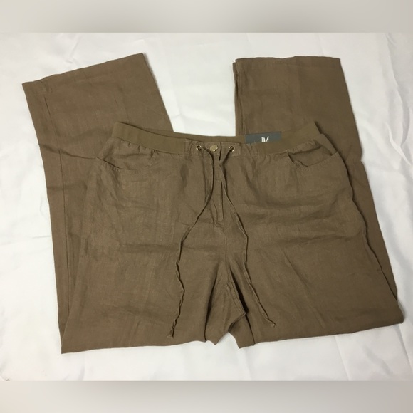 JM Collection 100% Linen Pants Women Size 14 Petite New - Picture 2 of 5